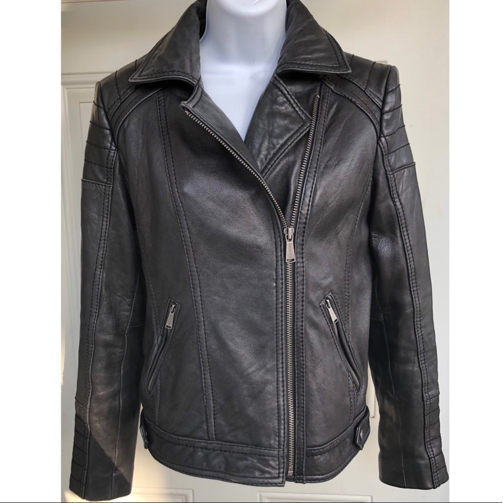 Michael Kors Genuine Leather Moto Jacket , Medium